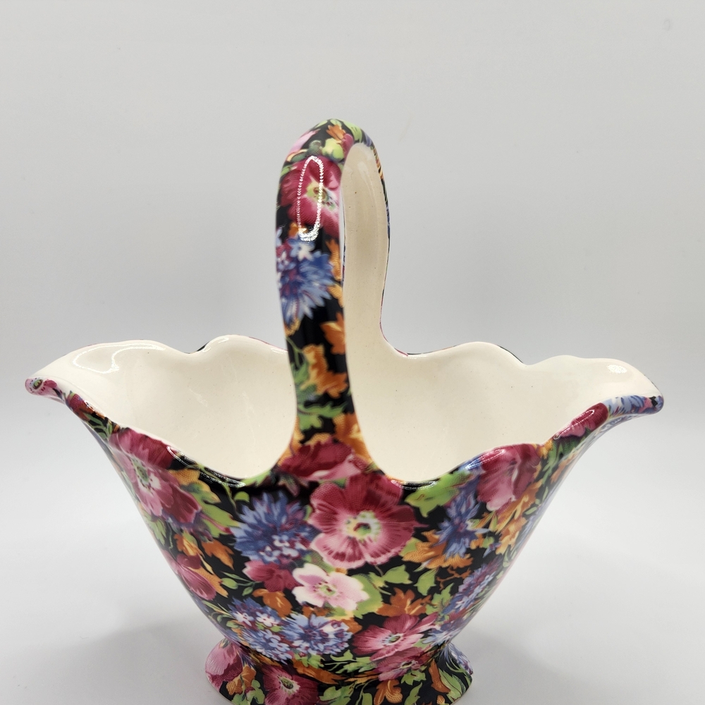 Ceramic basket, Royal Winton Grimwades Rowsley chintz pattern
